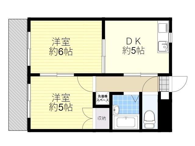 ボンヌール春日(2DK/1階)の間取り写真