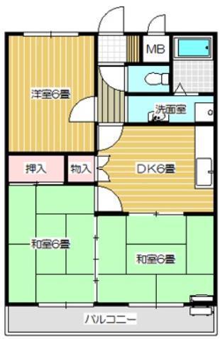 ペアパレスCHIBA(3DK/5階)の間取り写真