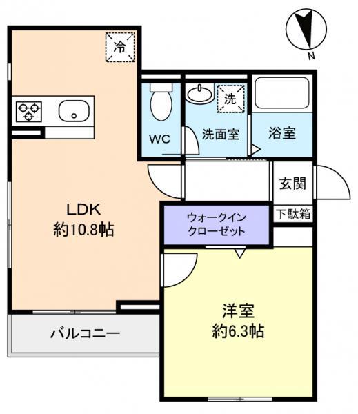 ペアフィールドII(1LDK/3階)の間取り写真