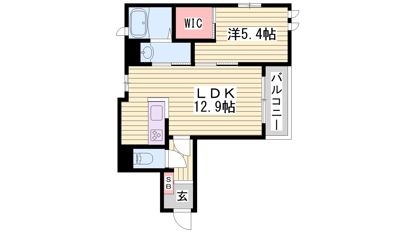 シャーメゾン坂田町(1LDK/4階)の間取り写真
