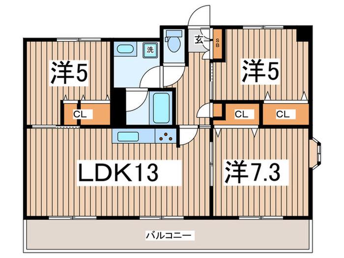 ラレーヴ追浜(3LDK/5階)の間取り写真