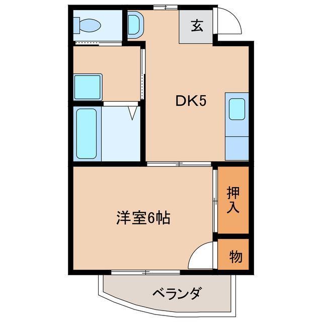 HANAハイツ(1DK/2階)の間取り写真