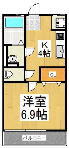 シティハイム久米川(1K/2階)の間取り写真