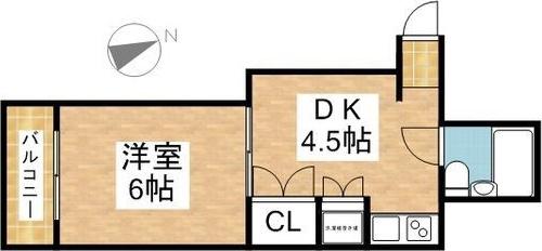 藤田ビル(1DK/3階)の間取り写真