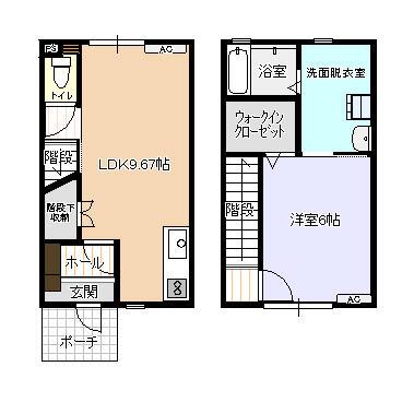 ビオラ木津B棟(1LDK/1階)の間取り写真