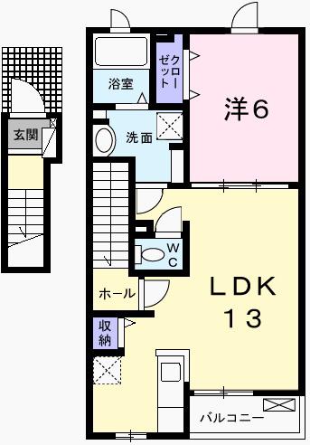 ル・レストII(1LDK/2階)の間取り写真