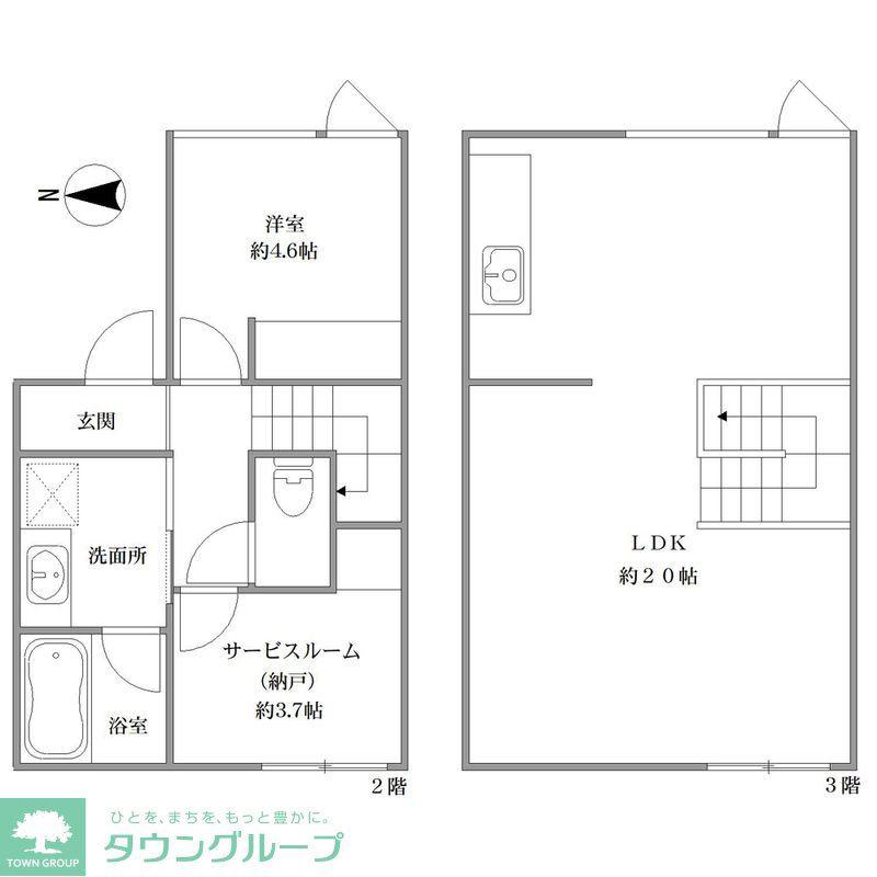 VENN(1SLDK/2階)の間取り写真
