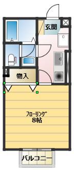 ハイセレールSE雅B(1K/1階)の間取り写真