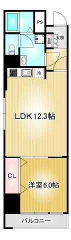 コープ野村御園(1LDK/6階)の間取り写真
