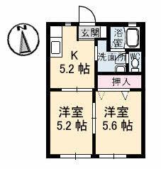 フリーダム(2K/1階)の間取り写真