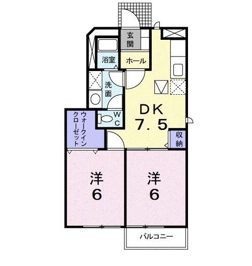 メゾンセレッソA(2DK/1階)の間取り写真