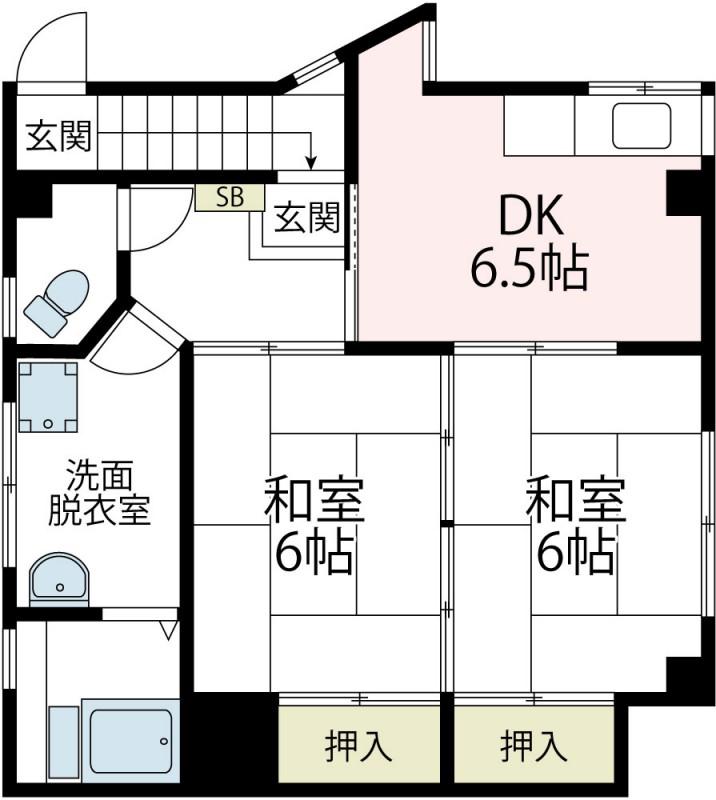 清田アパート(2DK/3階)の間取り写真