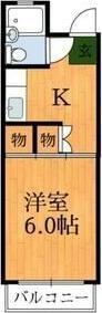 藤の里ハイツ(1K/2階)の間取り写真