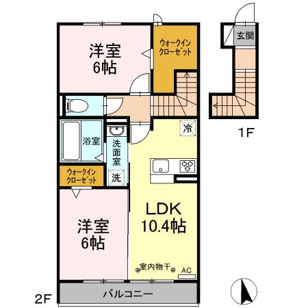 AUTHENTIC(2LDK/2階)の間取り写真