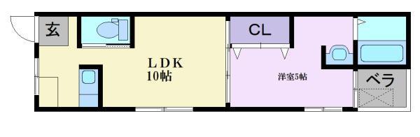羽衣グリーンハイツ(1LDK/1階)の間取り写真