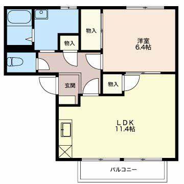 コート竹見ケ丘(1LDK/2階)の間取り写真