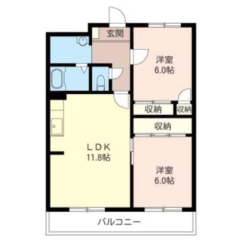 サープラスB(2LDK/3階)の間取り写真