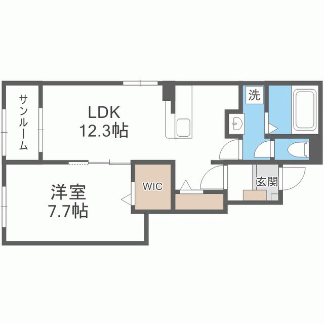 ウィスタリア I(1LDK/1階)の間取り写真