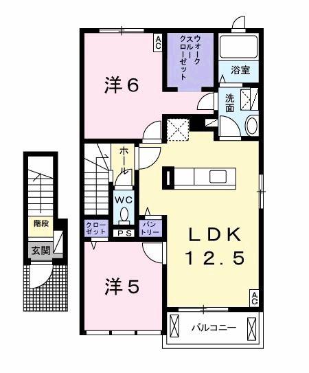 メゾン プロムナード(2LDK/2階)の間取り写真