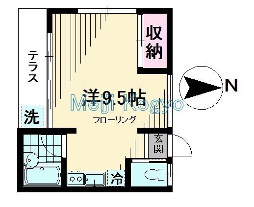 コーポ橋本(ワンルーム/1階)の間取り写真