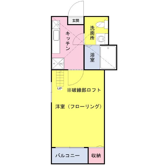 グローコートⅠ(1K/2階)の間取り写真