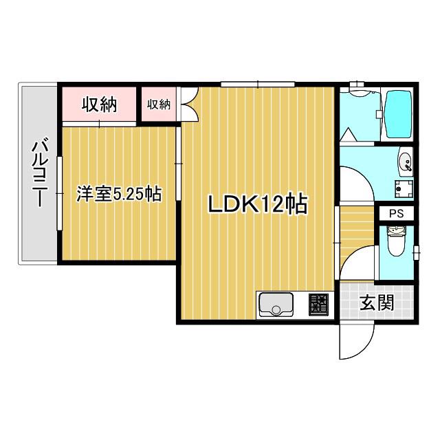 ハイツONOE(1LDK/2階)の間取り写真