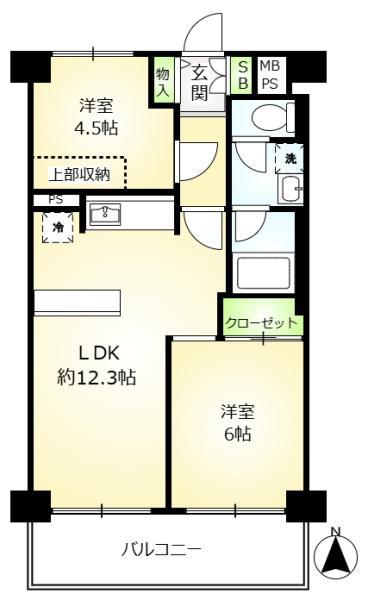 シティハウス・ノヴァ(2LDK/12階)の間取り写真