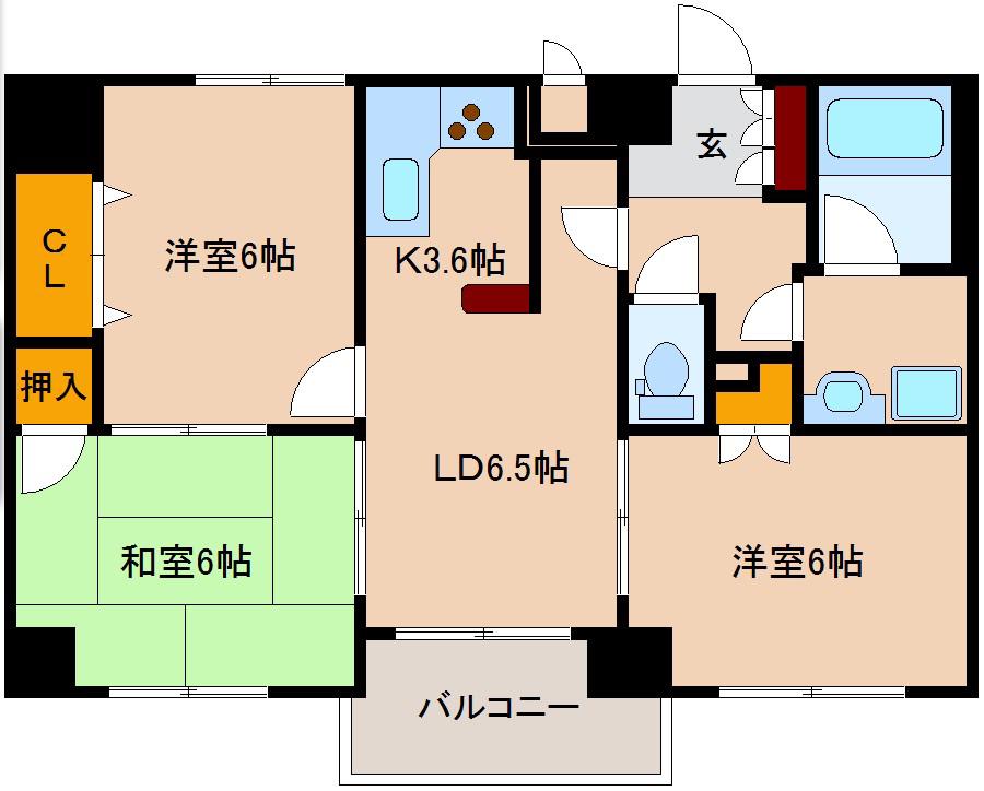 グラントピア新大阪(3LDK/11階)の間取り写真