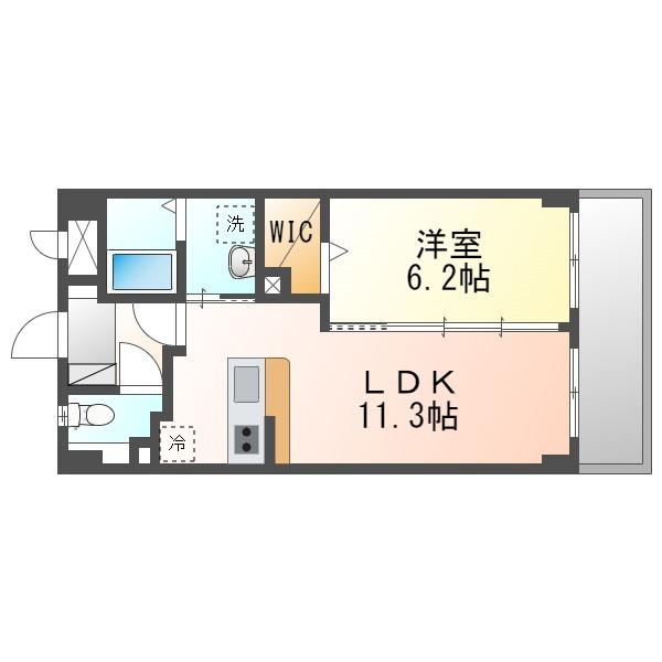 OHANA(1LDK/4階)の間取り写真