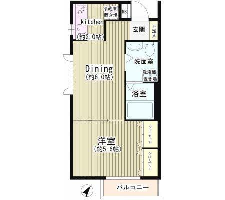 パーク西小山(1DK/1階)の間取り写真