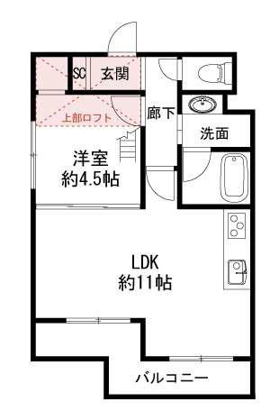 VILLA神戸北町(1LDK/2階)の間取り写真