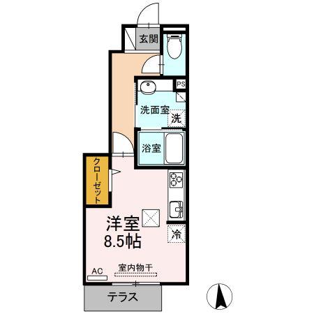 アデランテ(ワンルーム/1階)の間取り写真
