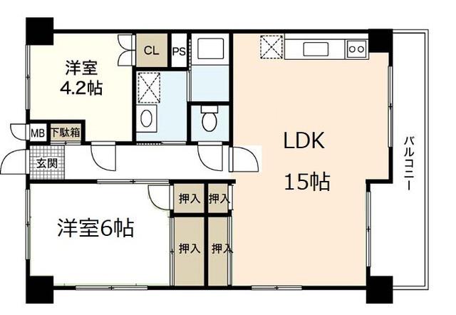 栄コーポ(2LDK/3階)の間取り写真