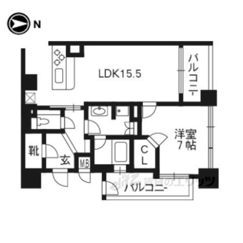 THE RESIDENCE 京都 東洞院四条(1LDK/4階)の間取り写真