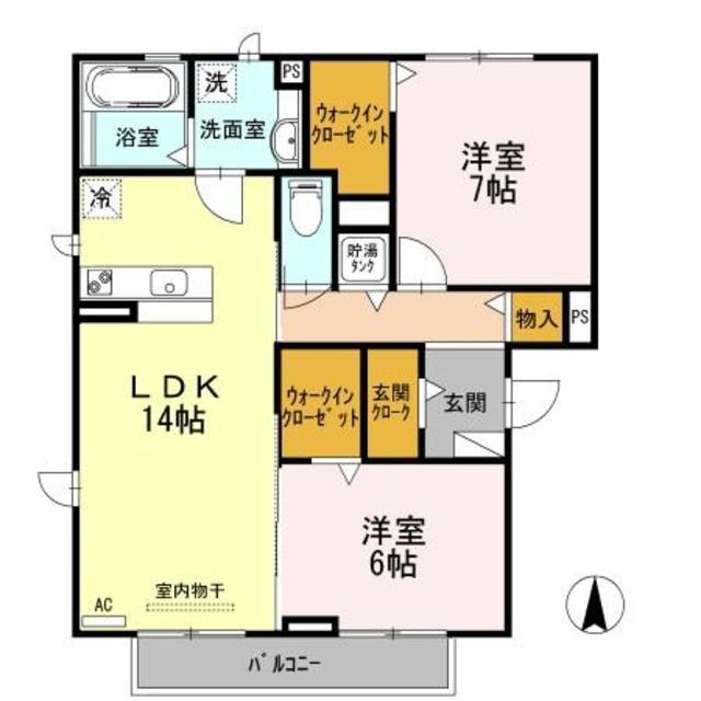 グランリーオI(2LDK/3階)の間取り写真