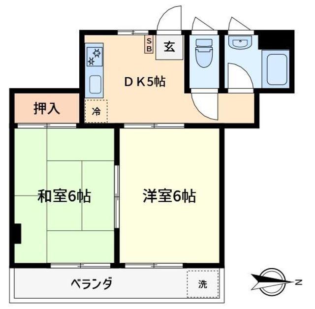 第一ホーユービル(2DK/2階)の間取り写真