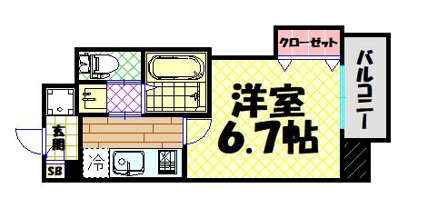 LUXEドーム前II(1K/2階)の間取り写真