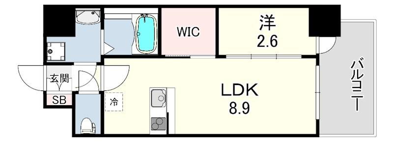 セレニテ神戸駅前アリエ(1LDK/14階)の間取り写真