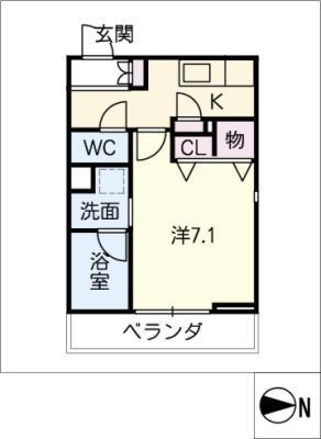 AMICOURTHORITA(1K/2階)の間取り写真