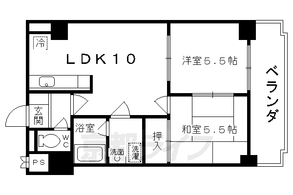 ライオンズマンション京都河原町第2(2LDK/3階)の間取り写真