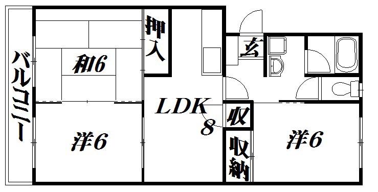 サンセゾン豊隆(3DK/2階)の間取り写真