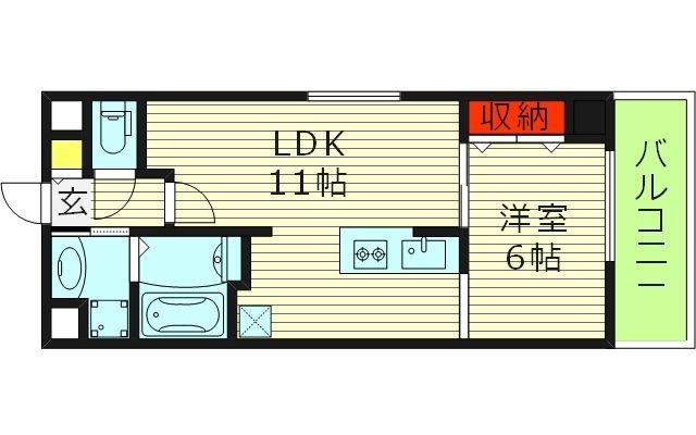 シリウス中央(1LDK/6階)の間取り写真