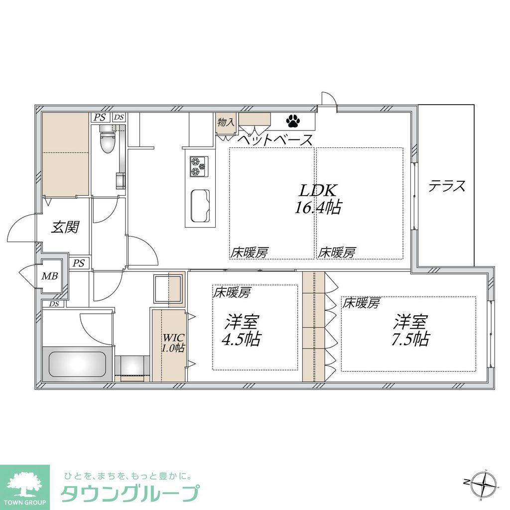 CASA HIYORIE(2LDK/1階)の間取り写真