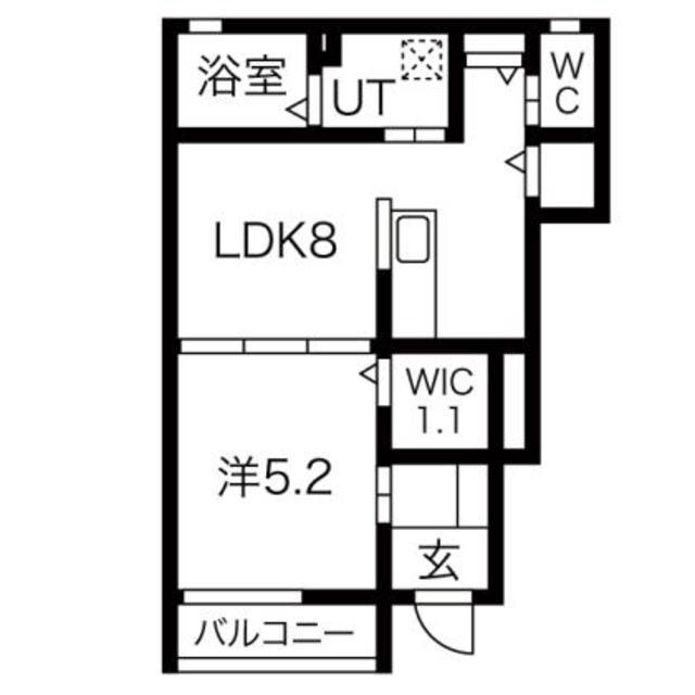 グランコートF(1LDK/1階)の間取り写真