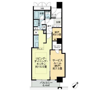 横濱ディアタワー(1SLDK/9階)の間取り写真