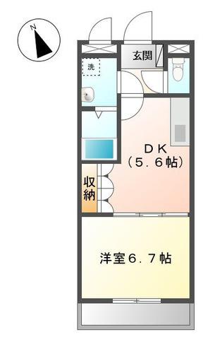 大仙パークサイド(1DK/1階)の間取り写真
