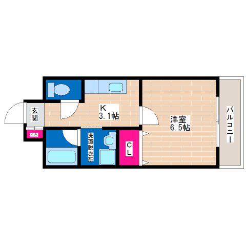 GROOVE平野(1K/7階)の間取り写真