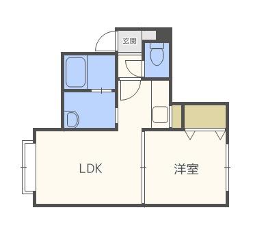 アスティ平岸(1LDK/1階)の間取り写真