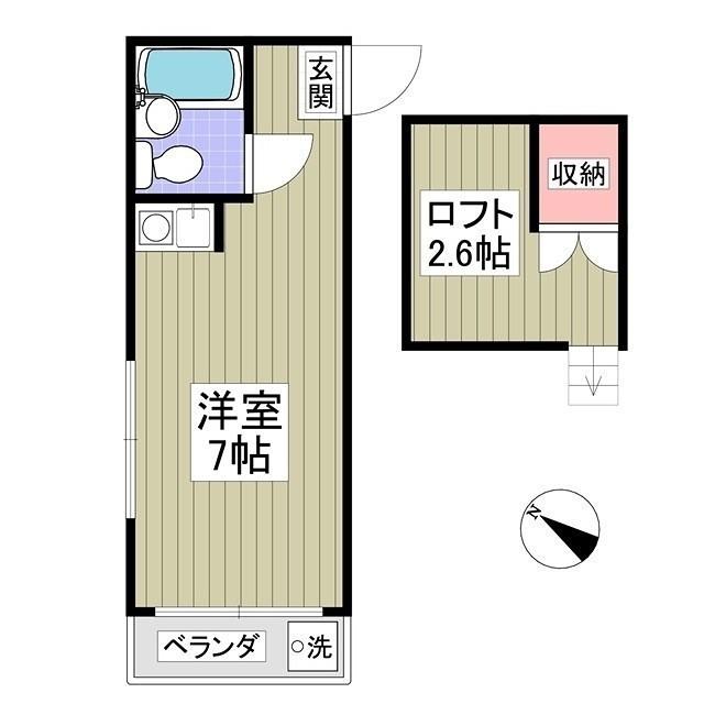ペンション竹ノ塚(ワンルーム/2階)の間取り写真