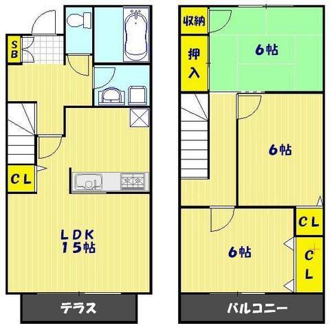 シーレックスパティオ(3LDK/1階)の間取り写真